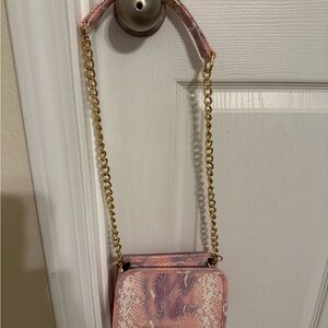 Pink Snake Print Crossbody Bag